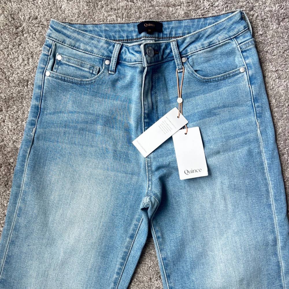 Quince Jeans Womens 30 Light Blue Stretch High Rise Straight Leg Denim Pants NEW